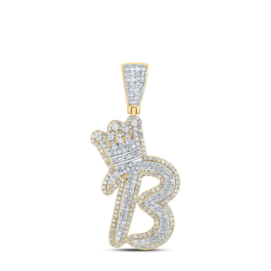 1 1/3CTW-DIA NK INITIAL "B" CROWN MENS PENDANT Daisy Joyeria