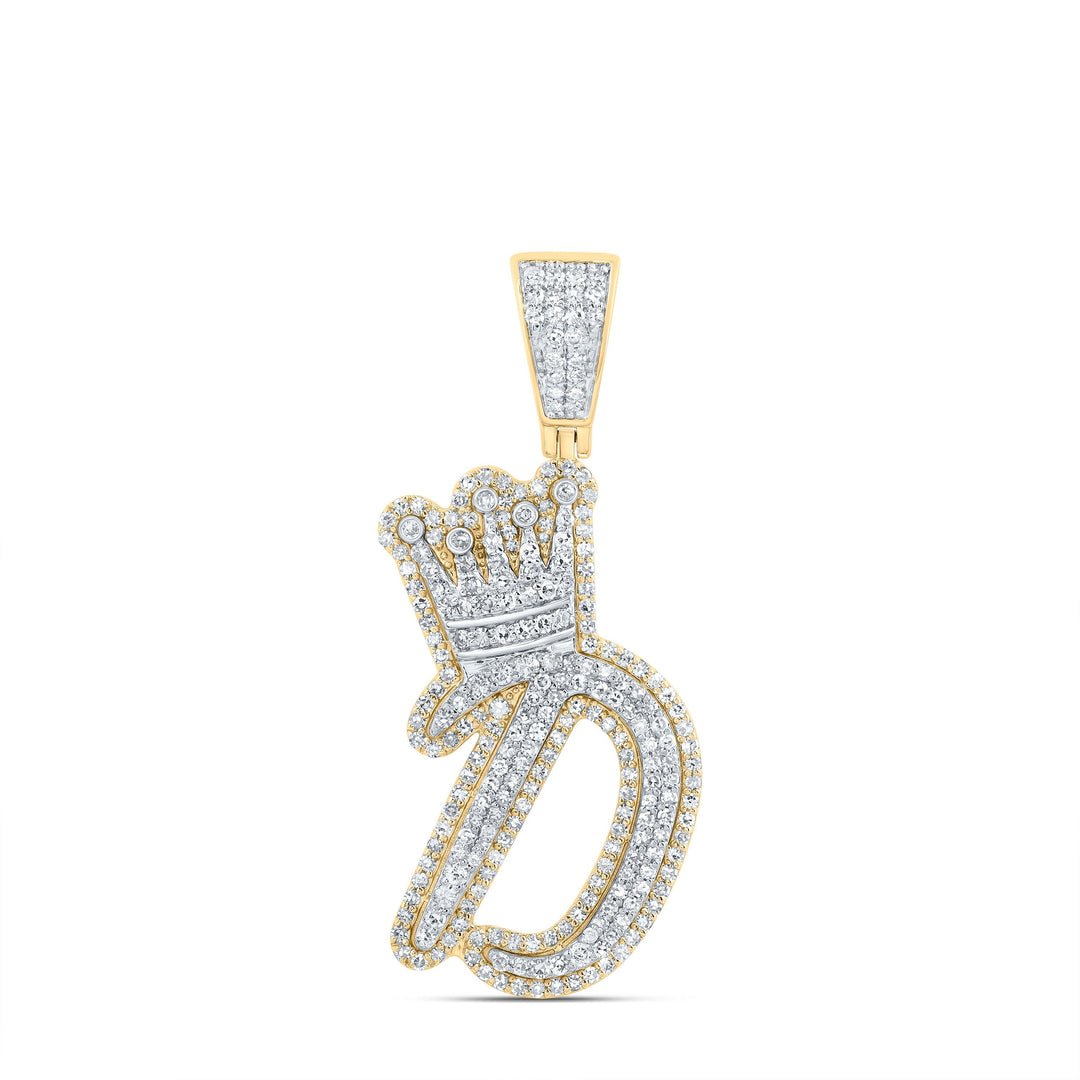 1 1/5CTW-DIA NK INITIAL "D" CROWN MENS PENDANT Daisy Joyeria