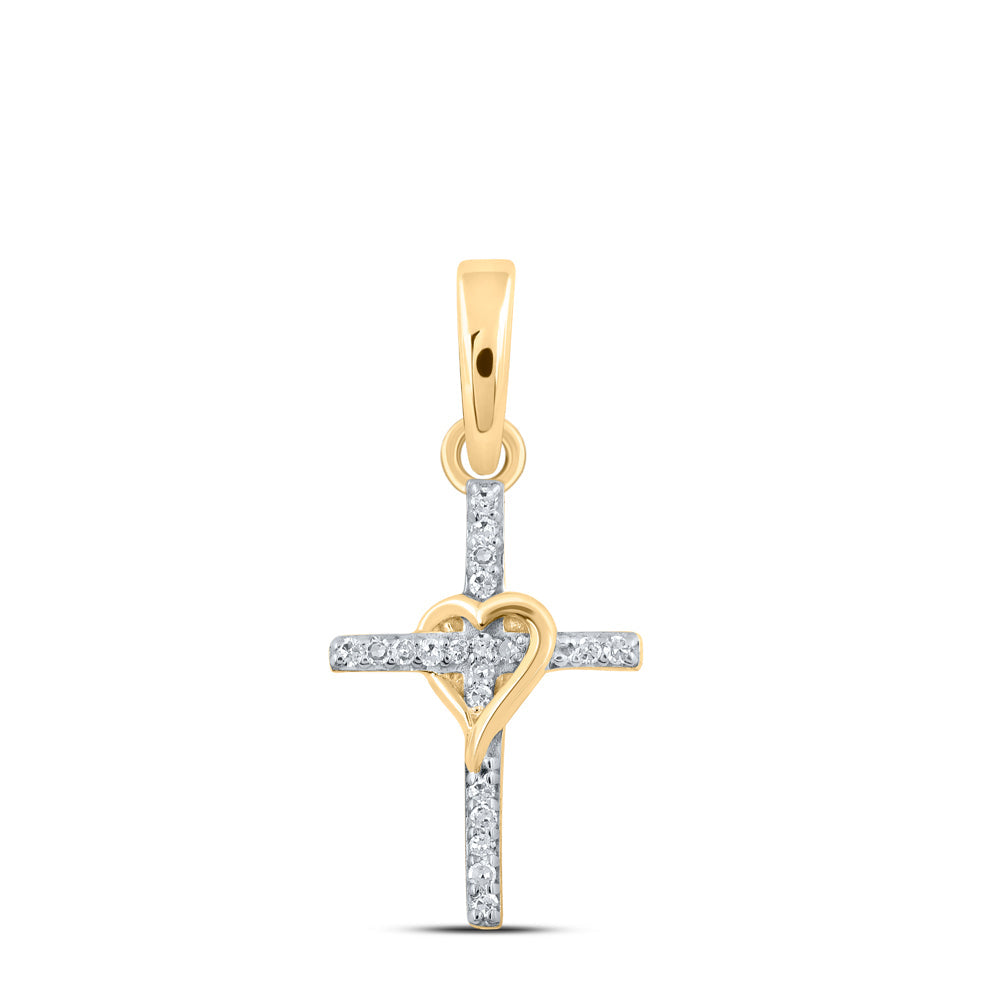 1/20CTW-DIA CN HEART CROSS PENDANT Daisy Joyeria