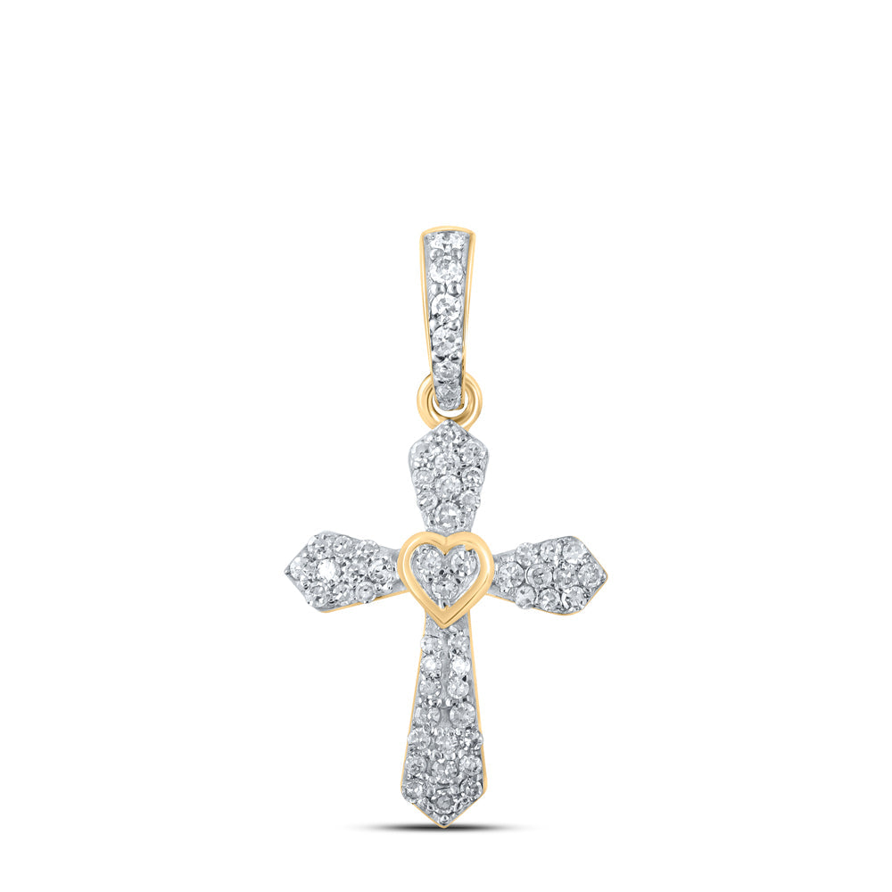1/6CTW-DIA CN HEART CROSS PENDANT Daisy Joyeria