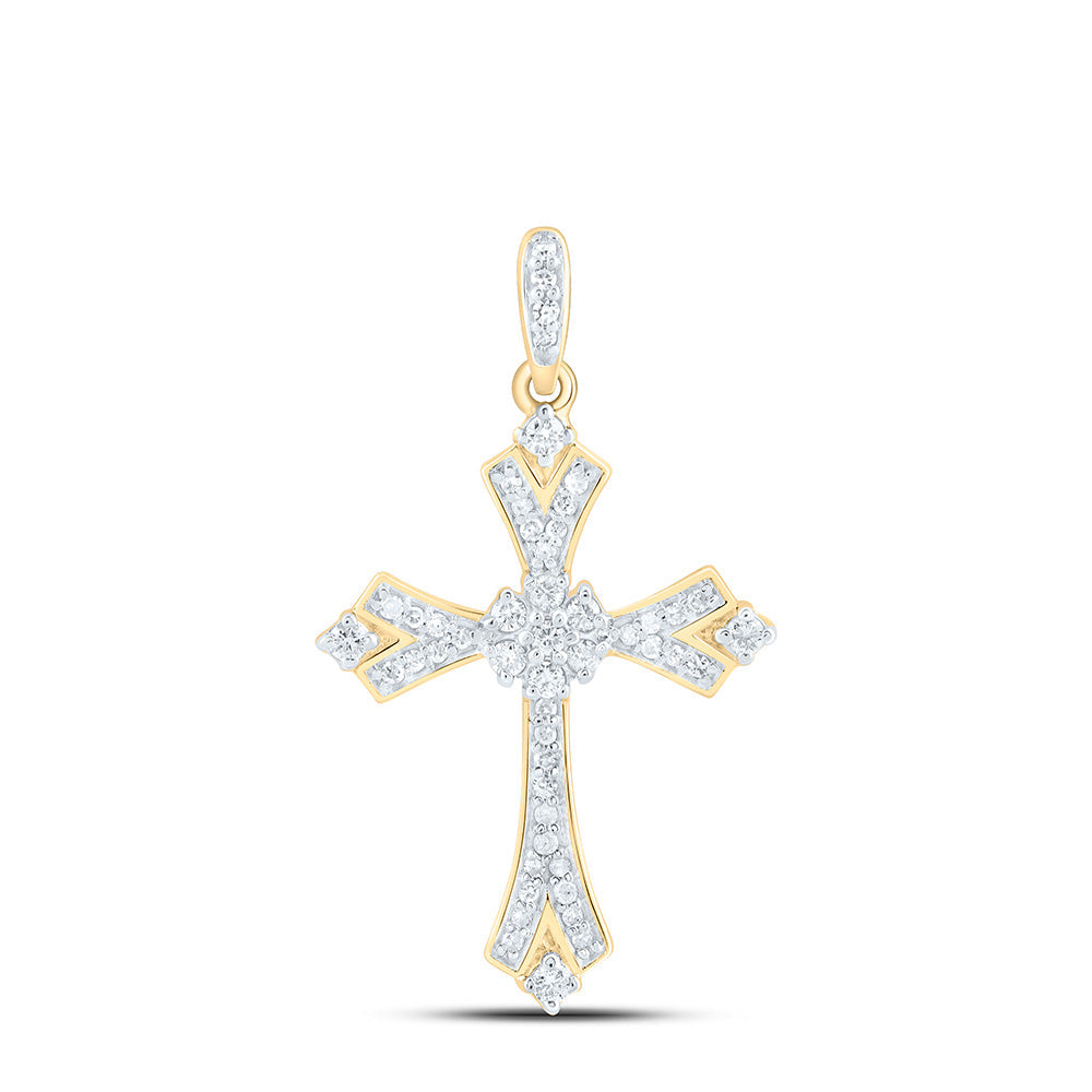 1/5CTW-DIA NK CROSS PENDANT Daisy Joyeria