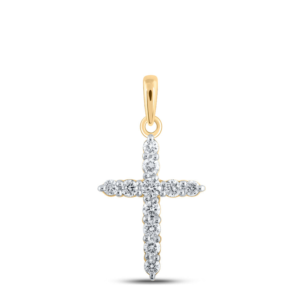 1/5CTW-DIA NK CROSS PENDANT Daisy Joyeria