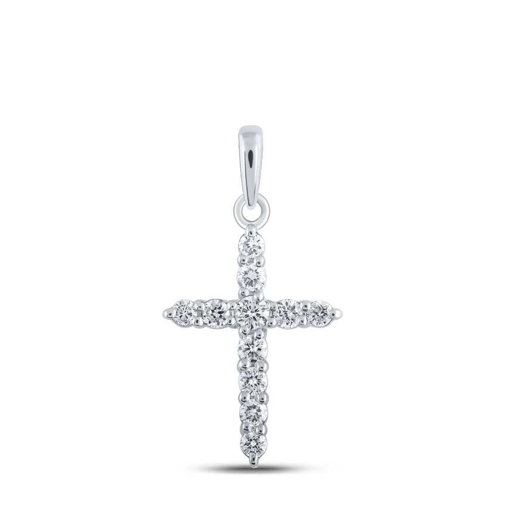 1/5CTW-DIA NK CROSS PENDANT Daisy Joyeria