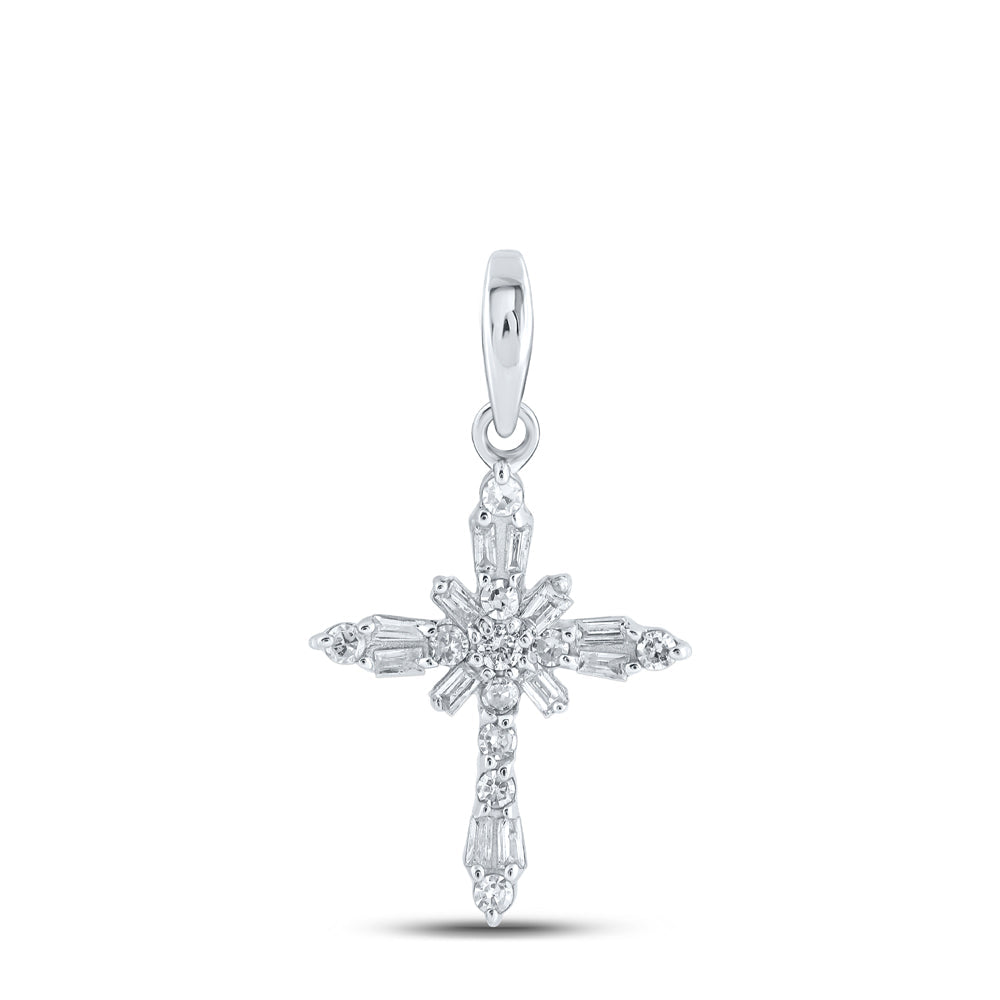 1/6CTW-DIA NK CROSS PENDANT Daisy Joyeria