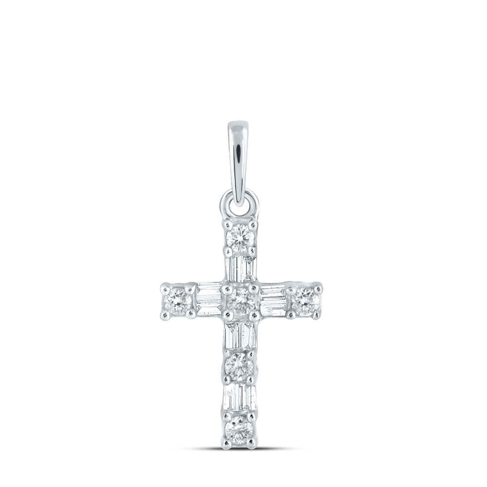 1/6CTW-DIA NK CROSS PENDANT Daisy Joyeria