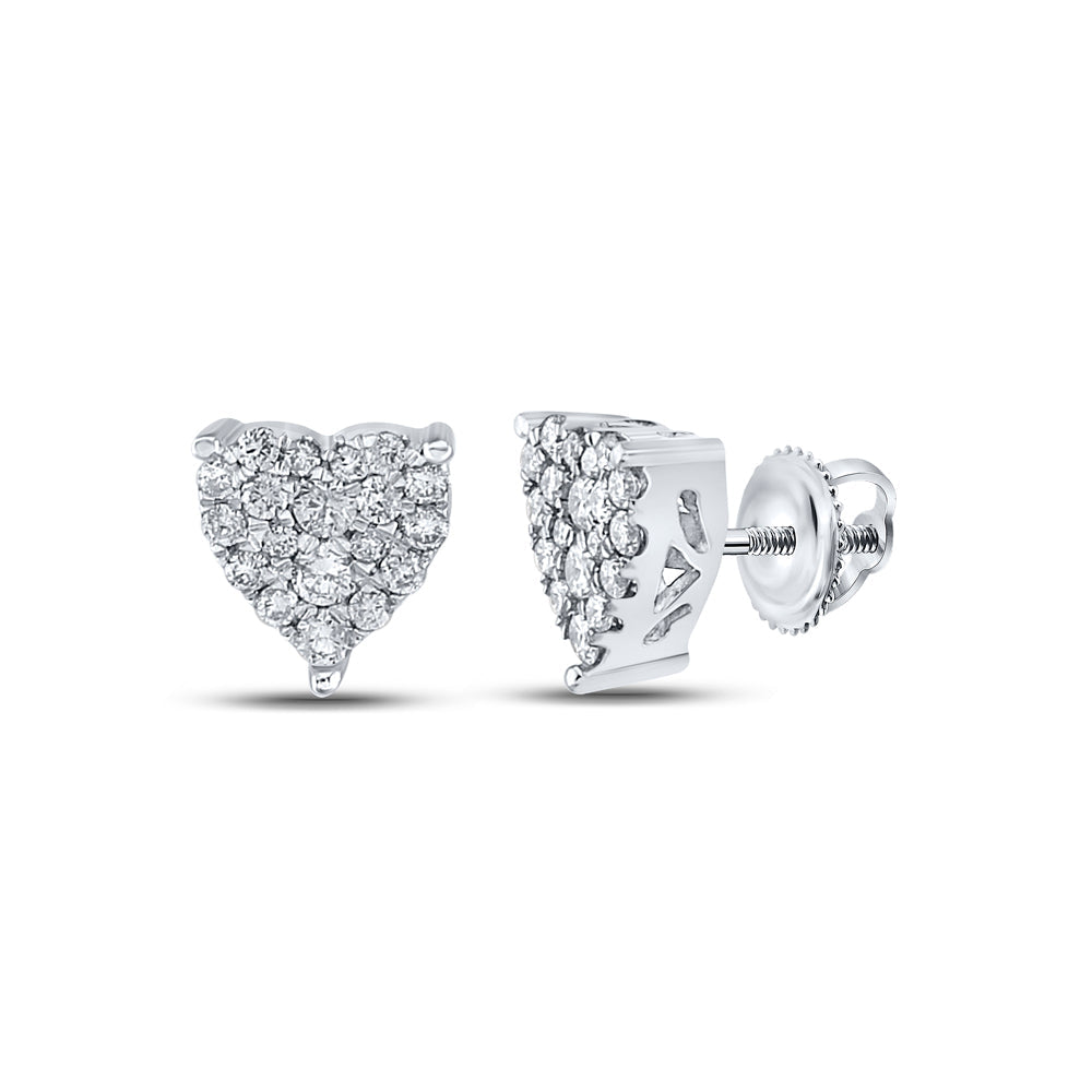 1/4CTW-NAT DIA NK FASHION HEART EARRING Daisy Joyeria