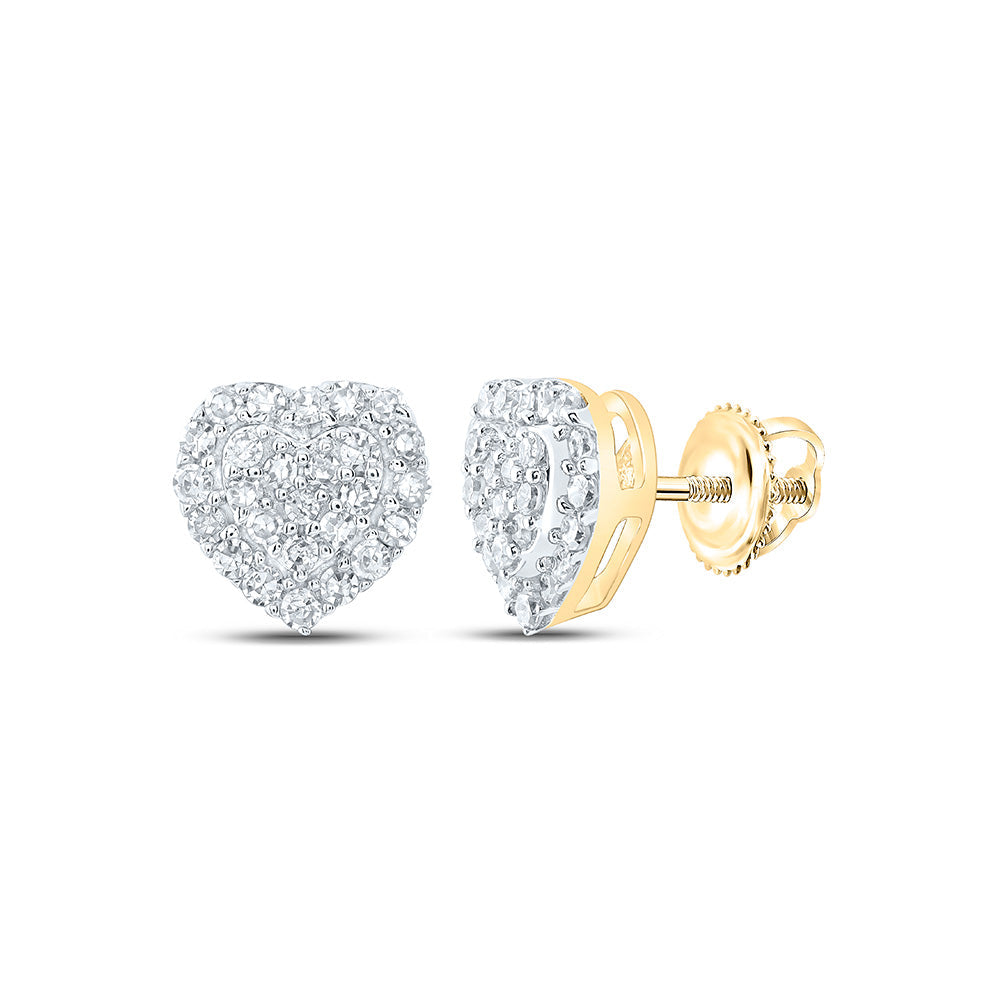 1/6CTW-DIA CN GIFT DOUBLE HEART EARRING Daisy Joyeria