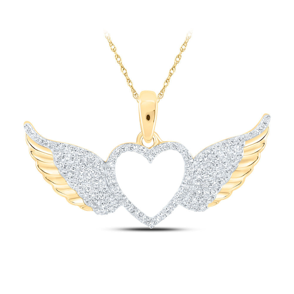1/4CTW-NAT DIA NK HEART WINGS PENDANT Daisy Joyeria
