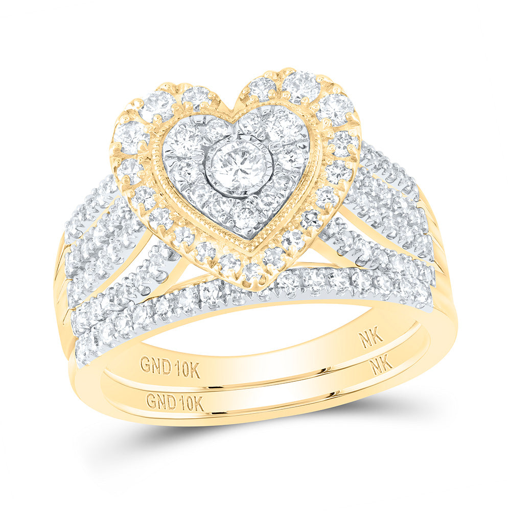 1CTW-DIA NK HEART BRIDAL SET 7 Daisy Joyeria