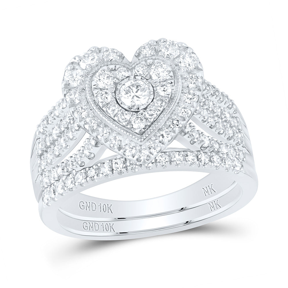 1CTW-DIA NK HEART BRIDAL SET 7 Daisy Joyeria
