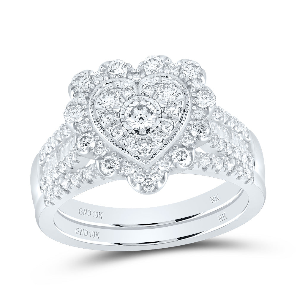 7/8CTW-DIA NK HEART BRIDAL SET 7 Daisy Joyeria