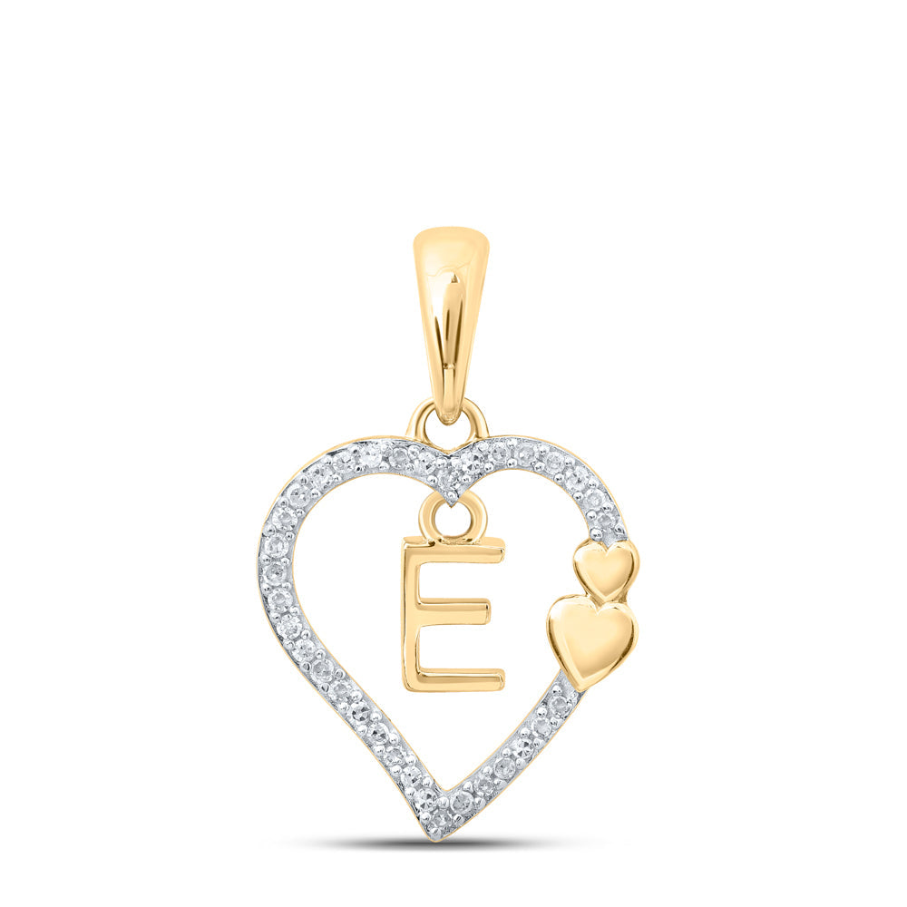 1/10CTW-DIA P1 GIFT HEART INITIAL "E" PENDANT Daisy Joyeria