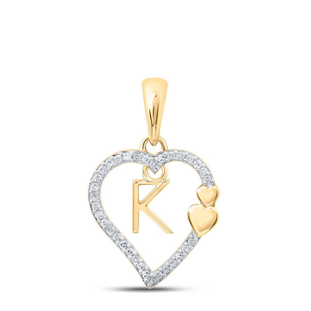 1/10CTW-DIA P1 GIFT HEART INITIAL "K" PENDANT Daisy Joyeria