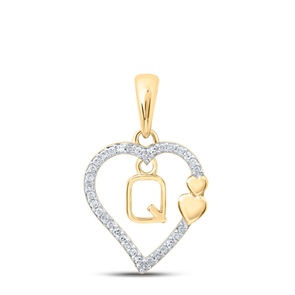 1/10CTW-DIA P1 GIFT HEART INITIAL "Q" PENDANT Daisy Joyeria