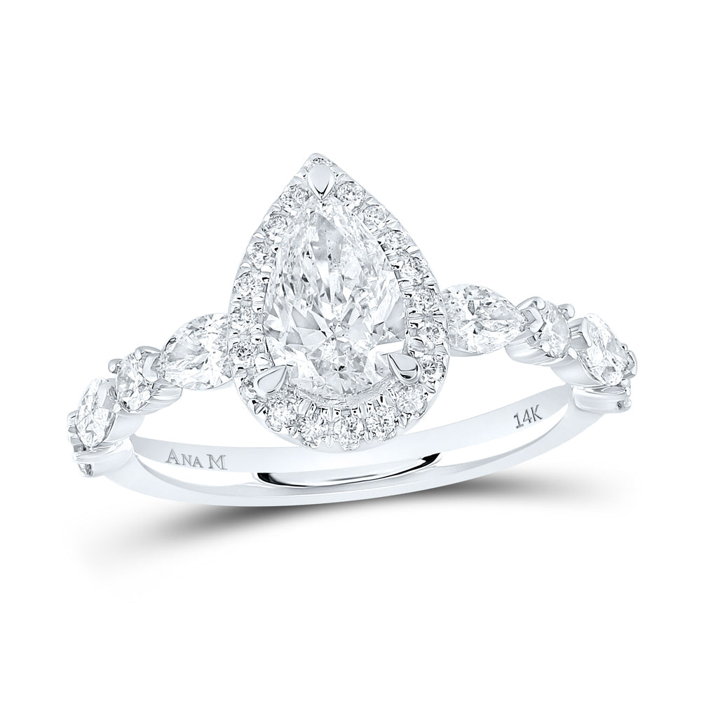 1 3/4CTW-DIA ANA M 1CT-CPEAR SINGLE HALO ENGAGEMENT RING 7 Daisy Joyeria