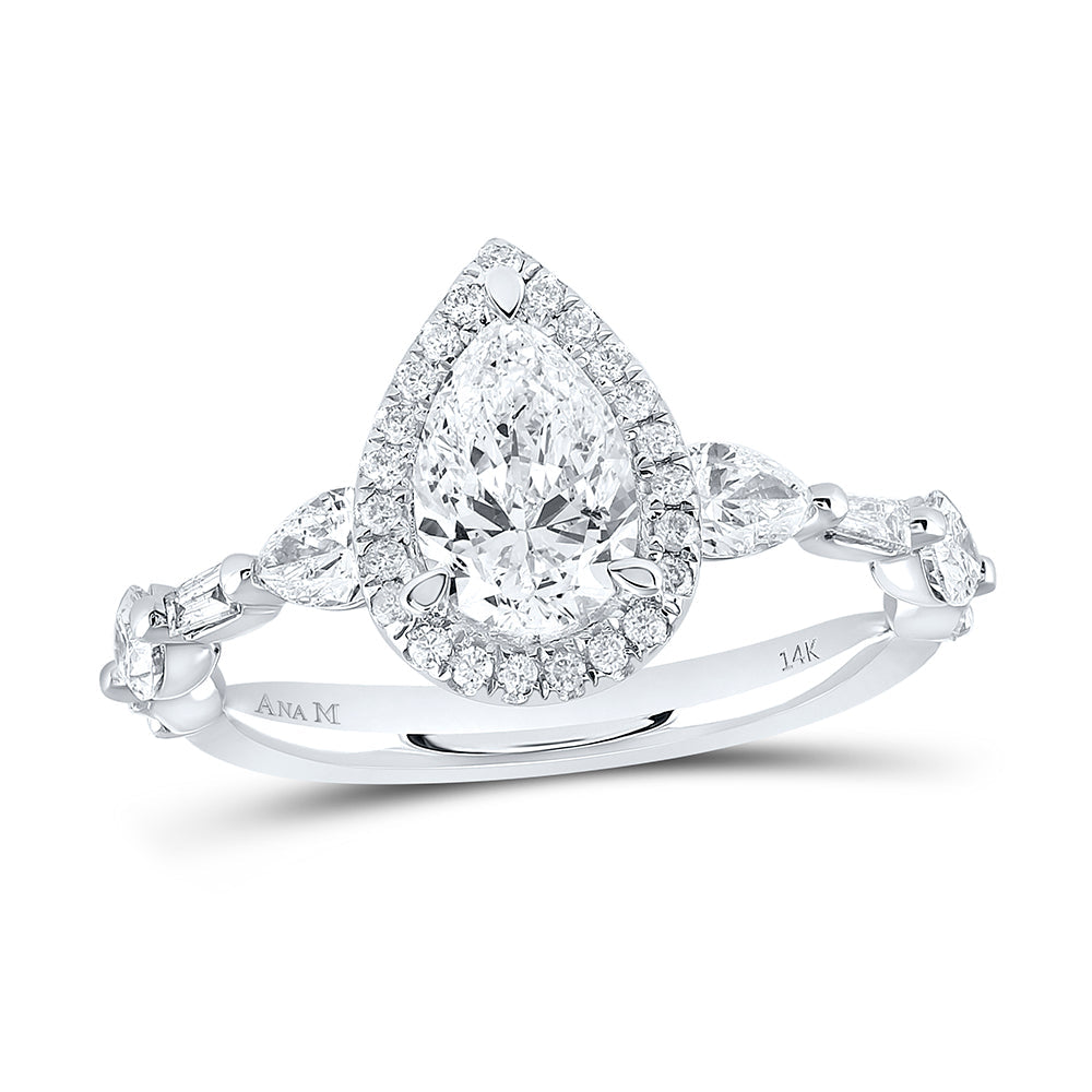 1 7/8CTW-DIA ANA M 1CT-CPEAR SINGLE HALO  ENGAGEMENT RING 7 Daisy Joyeria