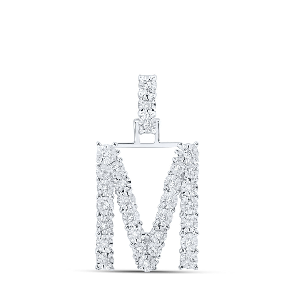 1/6CTW-DIA NK INITIAL "M" PENDANT Daisy Joyeria
