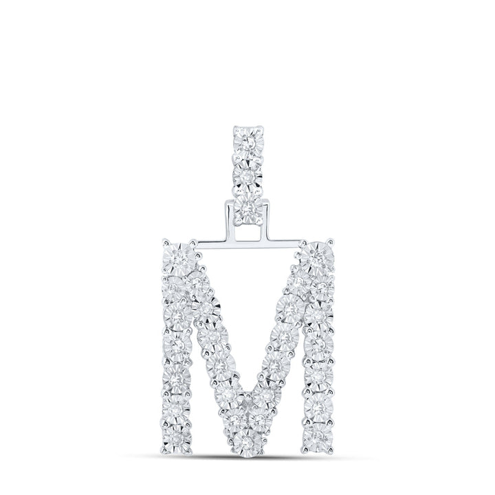 1/6CTW-DIA NK INITIAL "M" PENDANT Daisy Joyeria
