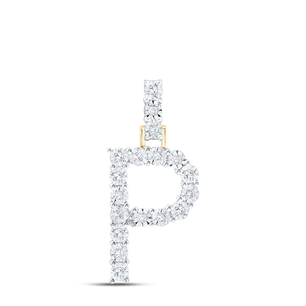 1/10CTW-DIA NK INITIAL "P" PENDANT Daisy Joyeria