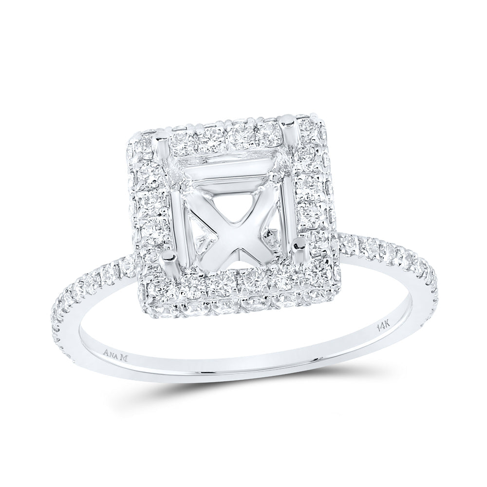 3/4CTW-NAT DIA ANA M 1 1/2CT-CPR SEMI-MOUNT SINGLE HALO RING Daisy Joyeria