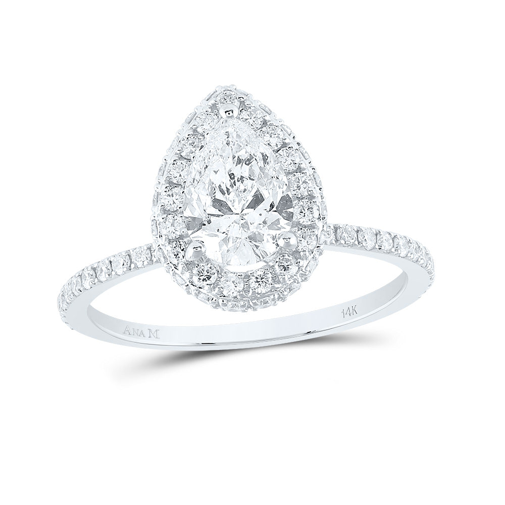 1 5/8CTW-NAT DIA ANA M 1CT-CPEAR SINGLE HALO ENGAGEMENT RING 7 Daisy Joyeria