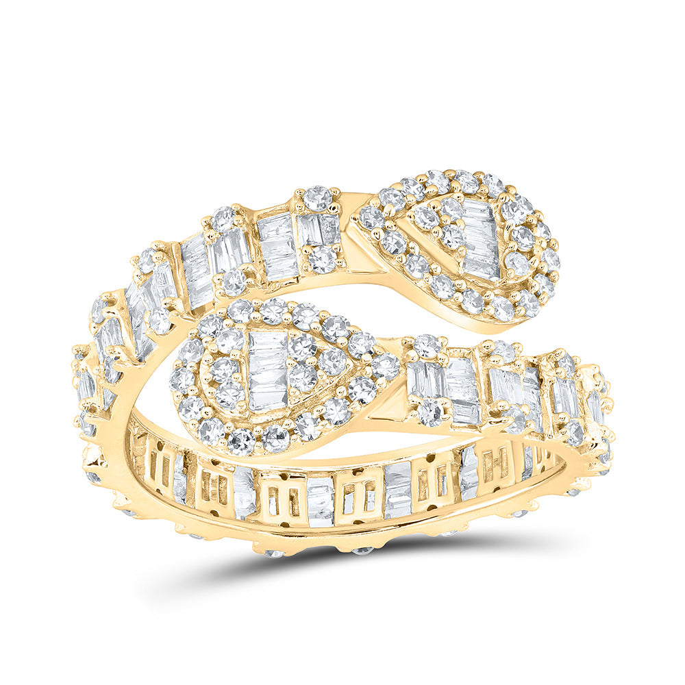 1CTW-NAT DIA NK PEAR SHAPE CUFF RING 7 Daisy Joyeria