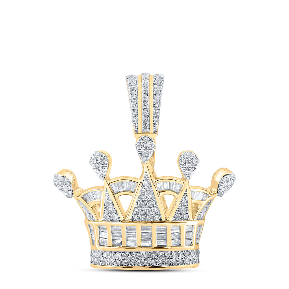 7/8CTW-NAT DIA NK CROWN MENS CHARM PENDANT Daisy Joyeria