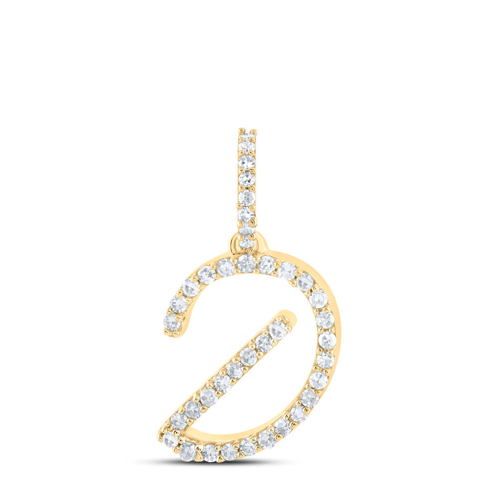 1/6CTW-NAT DIA NK INITIAL "D" PENDANT Daisy Joyeria