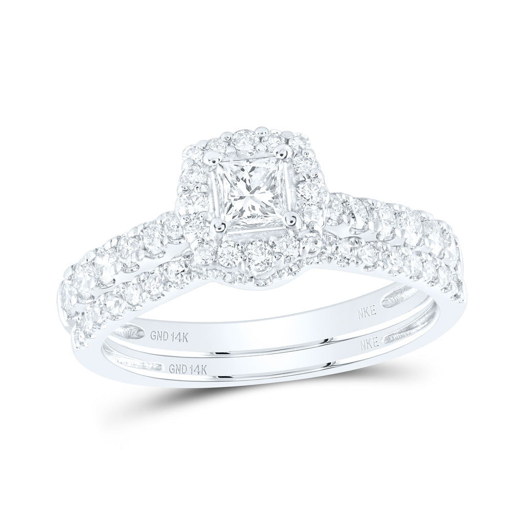 1CTW-NAT DIA NKE 1/3CT-CPR SINGLE HALO BRIDAL SET 7 Daisy Joyeria