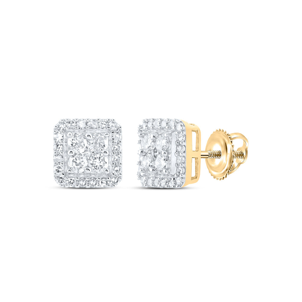 5/8CTW-NAT DIA NK SQUARE EARRING Daisy Joyeria