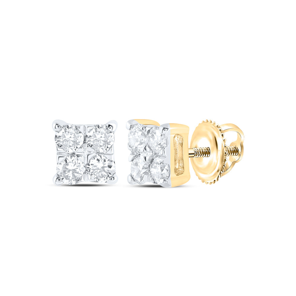 1/6CTW-NAT DIA NK SQUARE EARRING Daisy Joyeria