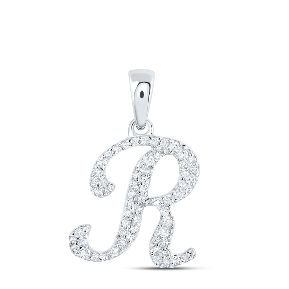 1/6CTW-NAT DIA NK INITIAL "R" PENDANT Daisy Joyeria