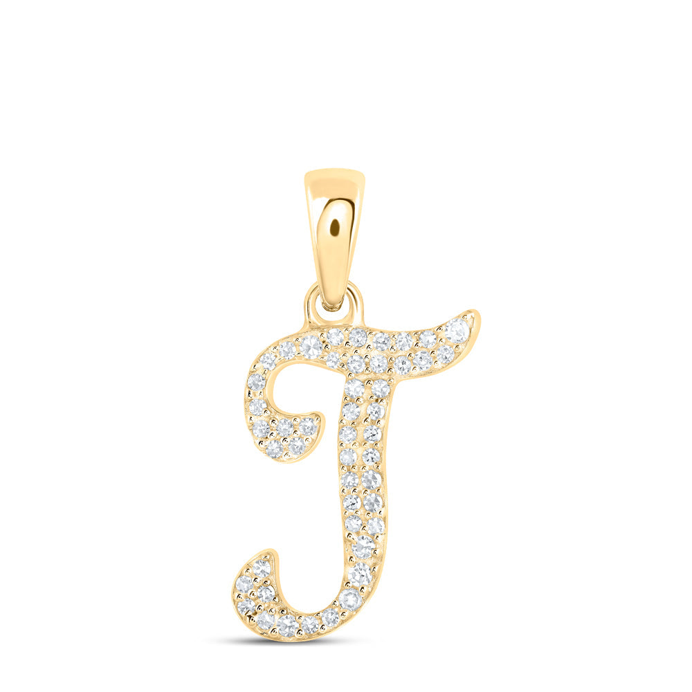 1/10CTW-NAT DIA NK INITIAL "T" PENDANT Daisy Joyeria