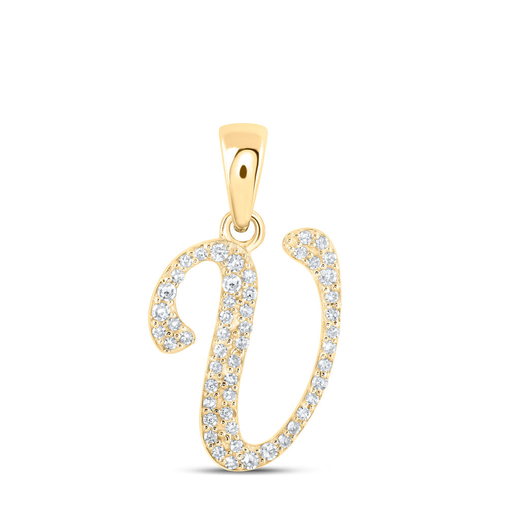 1/8CTW-NAT DIA NK INITIAL "V" PENDANT Daisy Joyeria