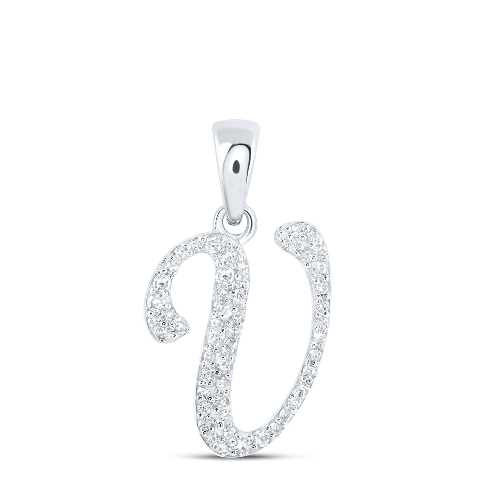 1/8CTW-NAT DIA NK INITIAL "V" PENDANT Daisy Joyeria