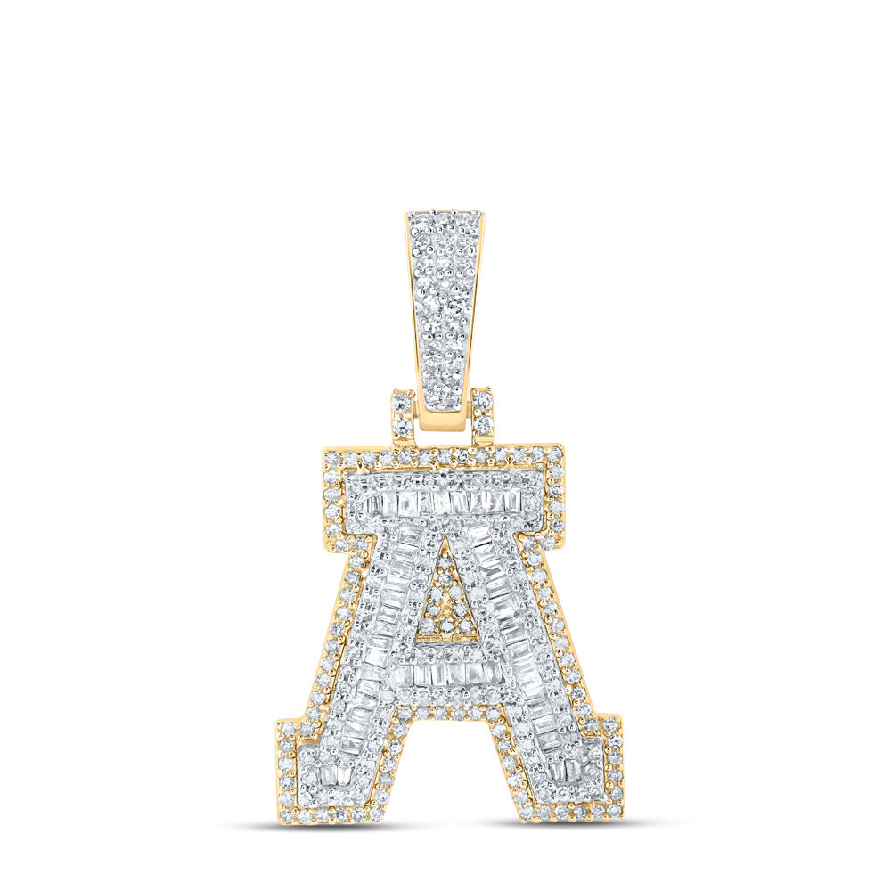 5/8CTW-NAT DIA NK MENS INITIAL "A" PENDANT Daisy Joyeria