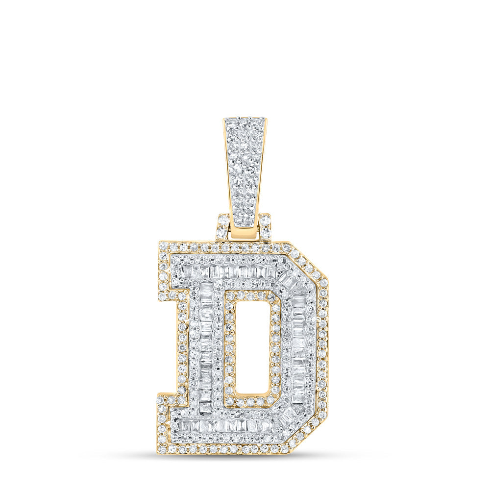 5/8CTW-NAT DIA NK MENS INITIAL "D" PENDANT Daisy Joyeria