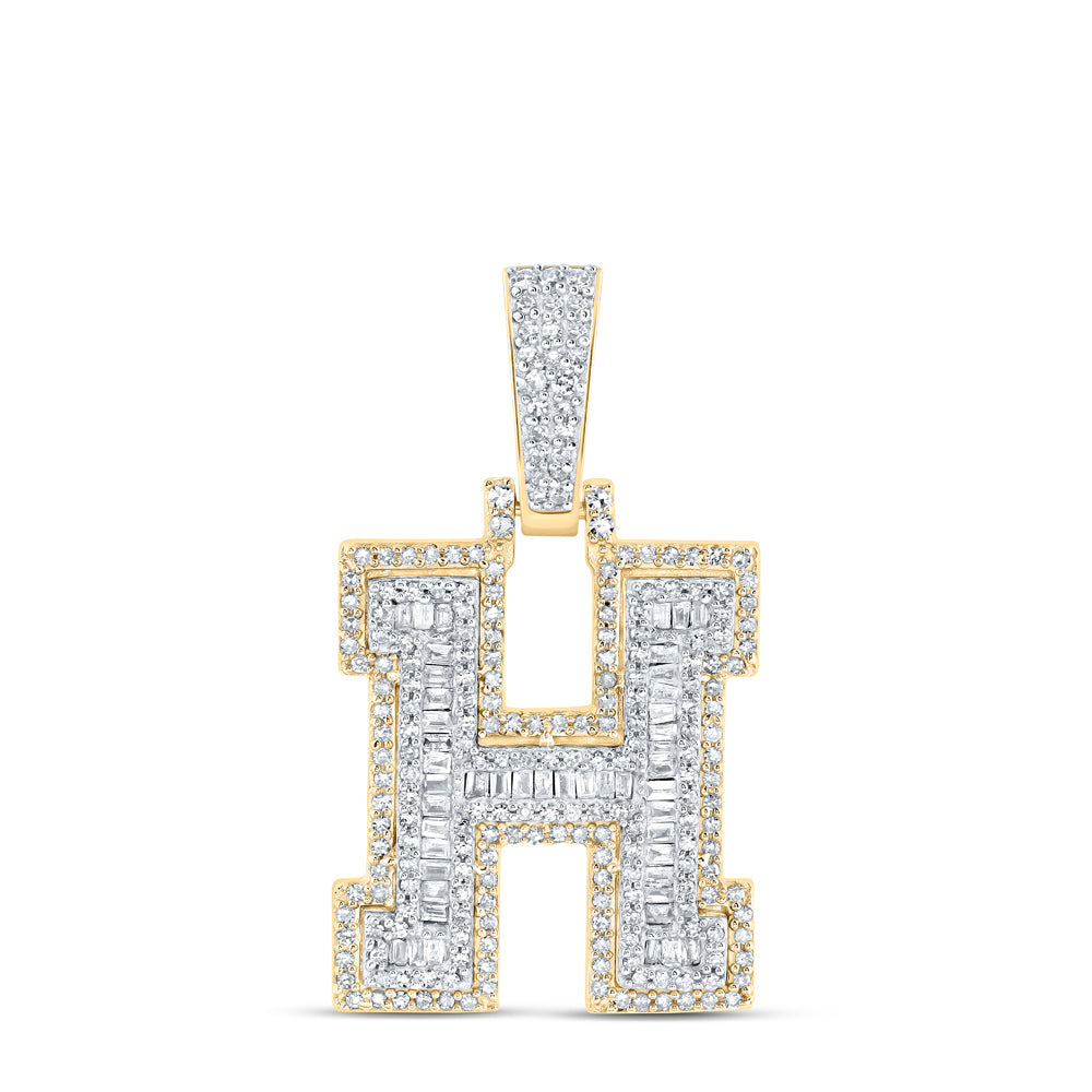 5/8CTW-NAT DIA NK MENS INITIAL "H" PENDANT Daisy Joyeria