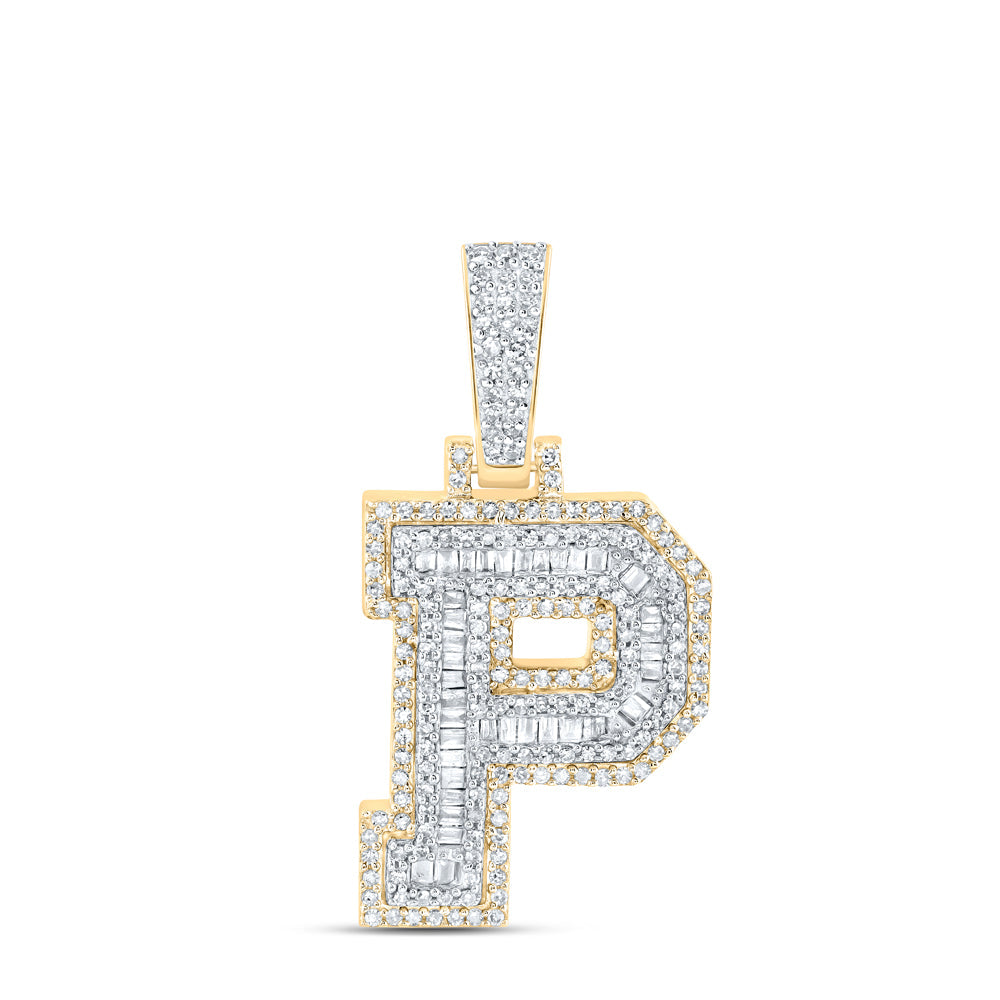 5/8CTW-NAT DIA NK MENS INITIAL "P" PENDANT Daisy Joyeria