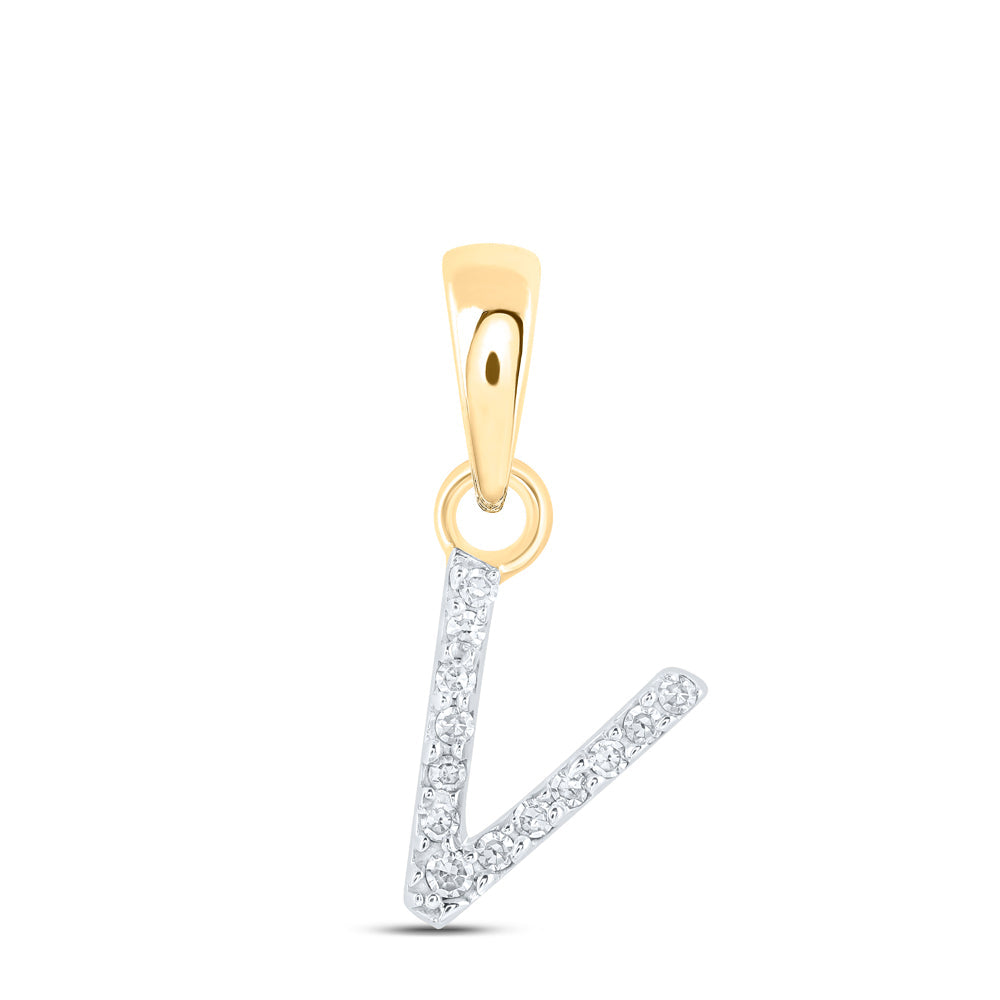 0.03CTW-NAT DIA NK INITIAL "V" PENDANT Daisy Joyeria