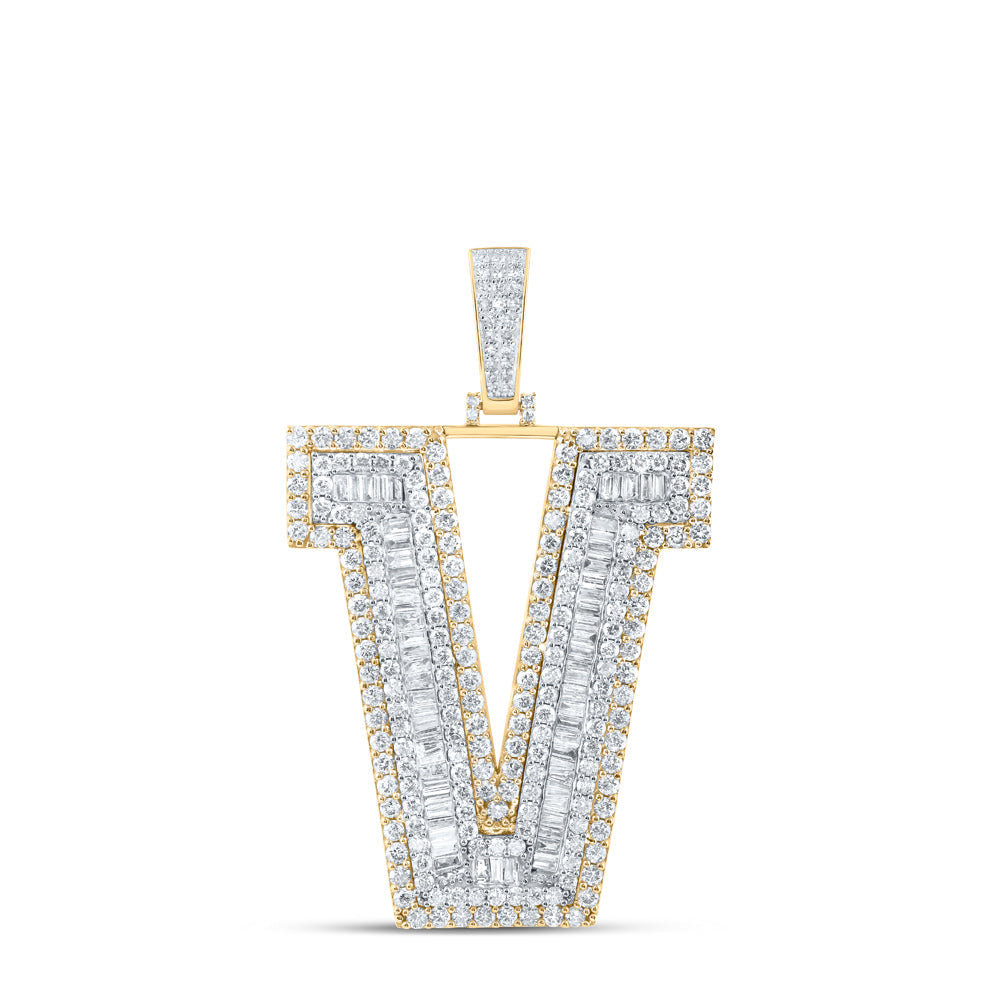 5 5/8CTW-NAT DIA NK MENS INITIAL "V" PENDANT Daisy Joyeria