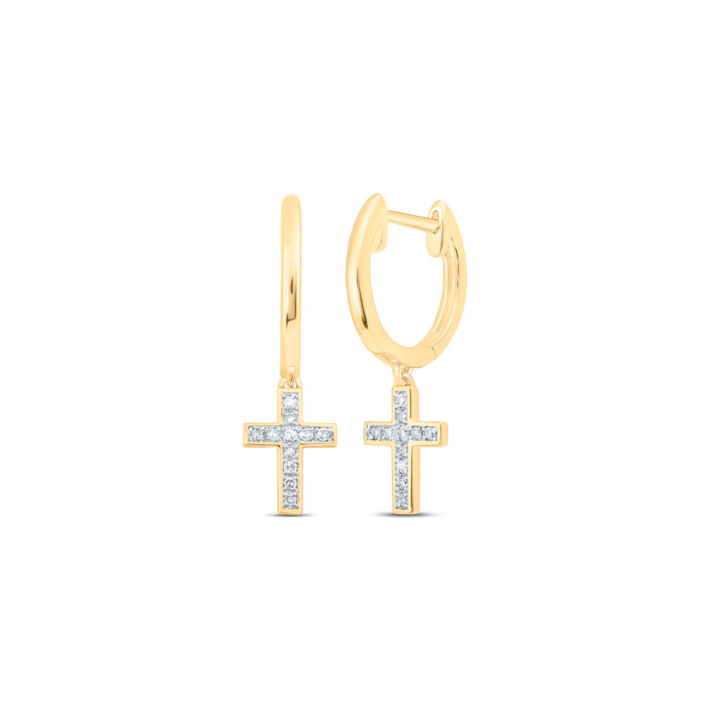 1/20CTW-NAT DIA NK CROSS HOOPS EARRING Daisy Joyeria