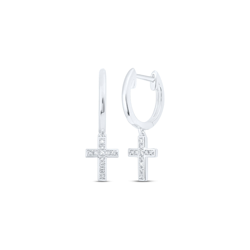 1/20CTW-NAT DIA NK CROSS HOOPS EARRING Daisy Joyeria