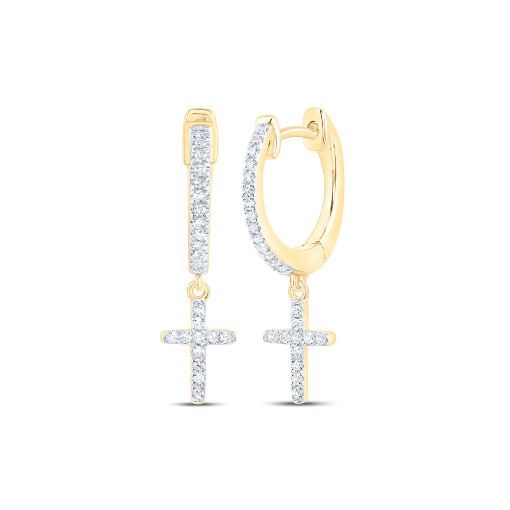 1/6CTW-NAT DIA NK CROSS DANGLING EARRING Daisy Joyeria