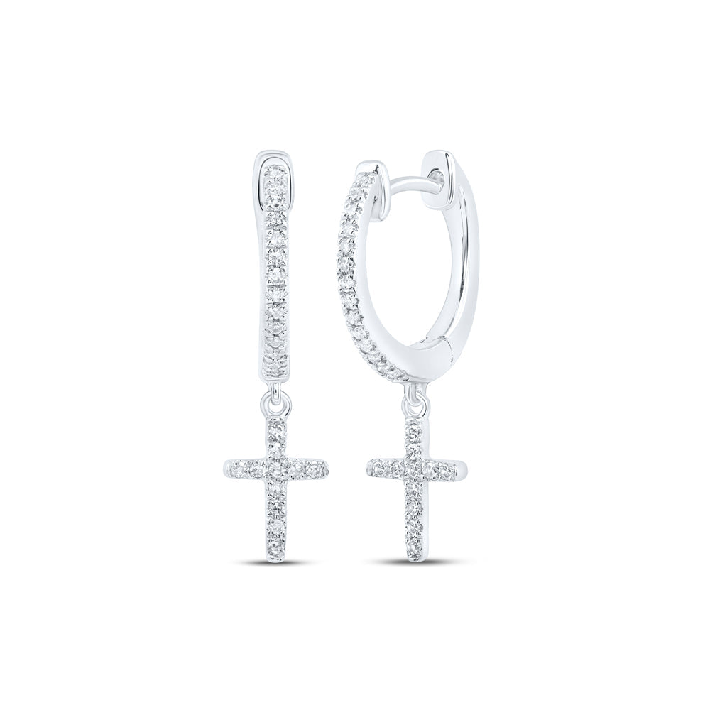 1/6CTW-NAT DIA NK CROSS DANGLING EARRING Daisy Joyeria