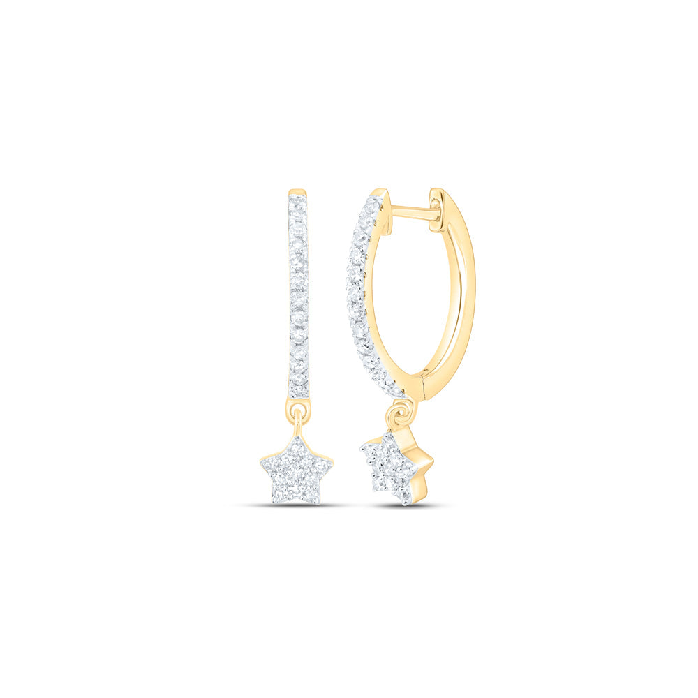 1/5CTW-NAT DIA NK STAR DANGLING HOOPS EARRING Daisy Joyeria
