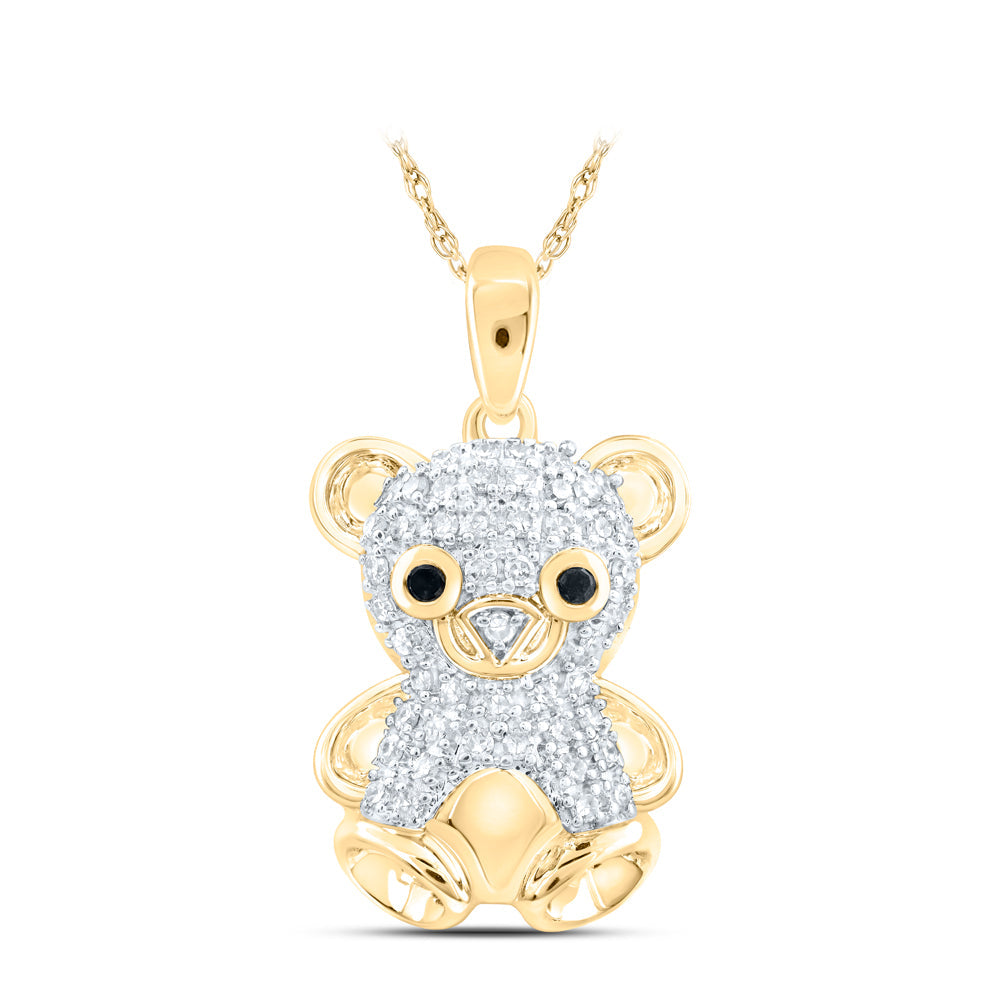 1/5CTW-NAT DIA NK TEDDY BEAR PENDANT Daisy Joyeria