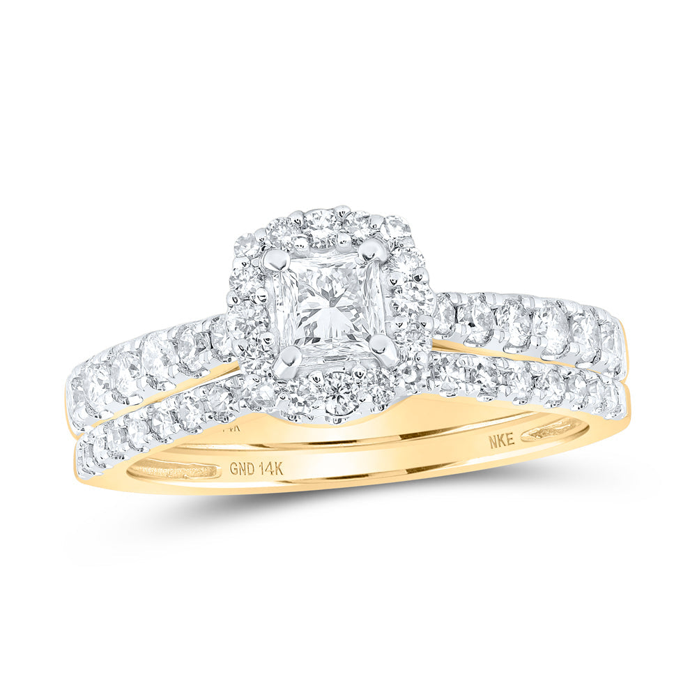 1CTW-NAT DIA NKE 1/3CT-CPR BRIDAL SET SINGLE HALO 7 Daisy Joyeria