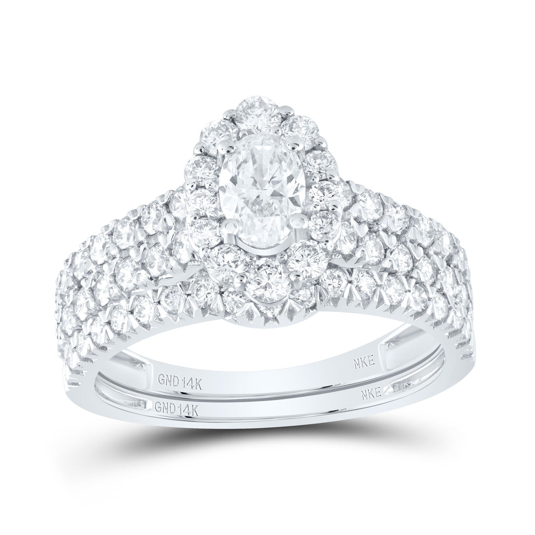 1 1/2CTW-NAT DIA NKE 3/8CT-COVAL BRIDAL SET SINGLE HALO 7 Daisy Joyeria