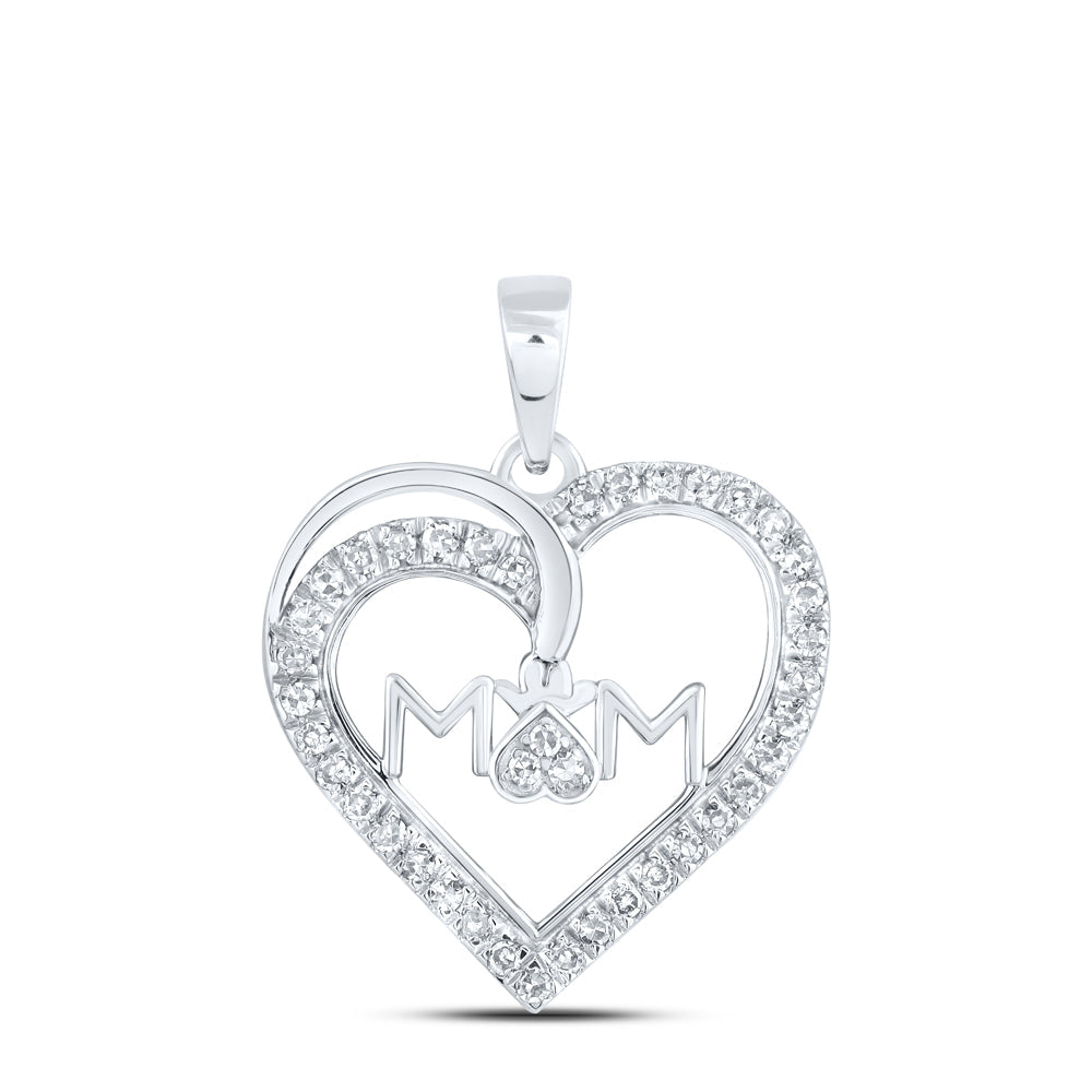1/6CTW-NAT DIA NK MOM HEART PENDANT Daisy Joyeria